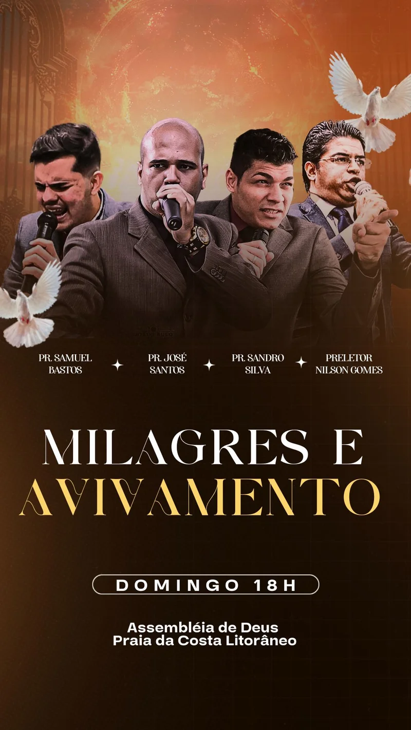 Milagres e Avivamento | Eventos | Arte para Igreja Editável no Canva | Story Milagres e Avivamento | Eventos | Arte para Igreja Editável no Canva | Story