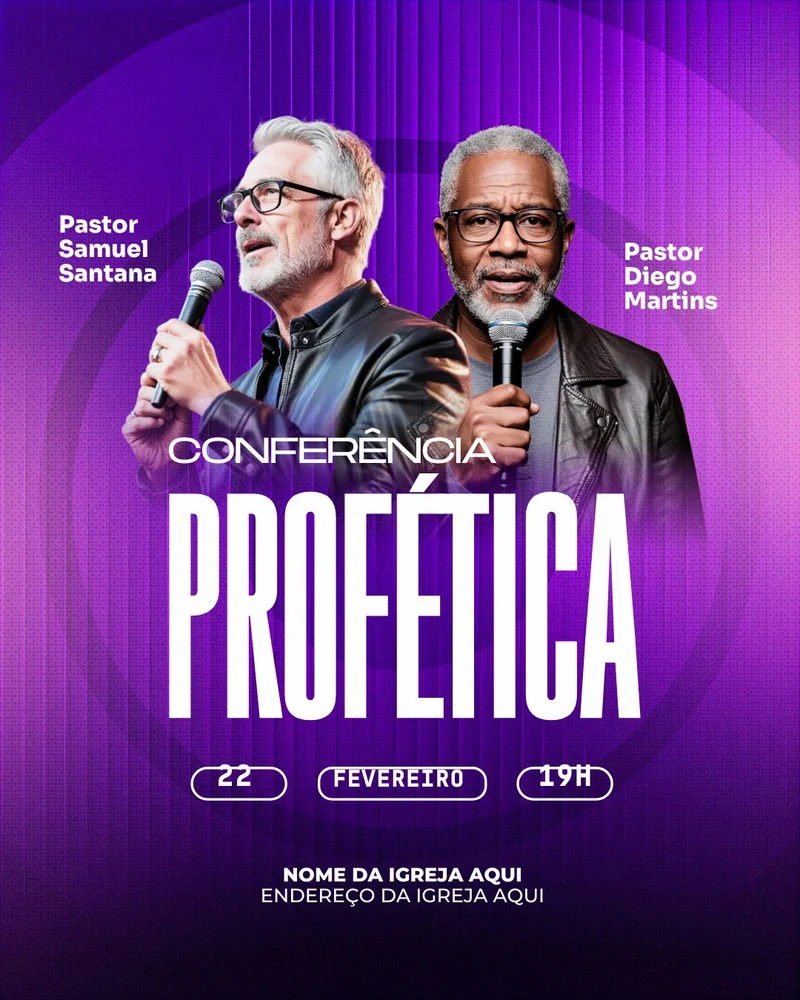 Conferência Profética | Eventos | Arte para Igreja Editável no Canva | Cartaz