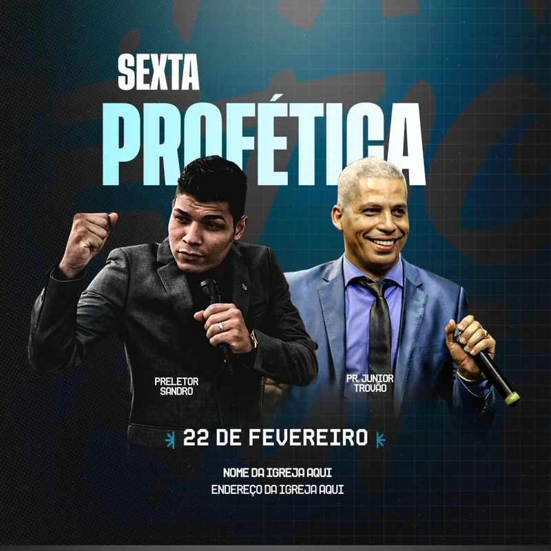 Sexta Profética | Eventos | Arte para Igreja Editável no Canva | Feed Sexta Profética | Eventos | Arte para Igreja Editável no Canva | Feed