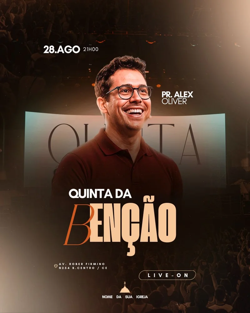Quarta da benção | Eventos | Arte para Igreja Editável no Canva | Cartaz