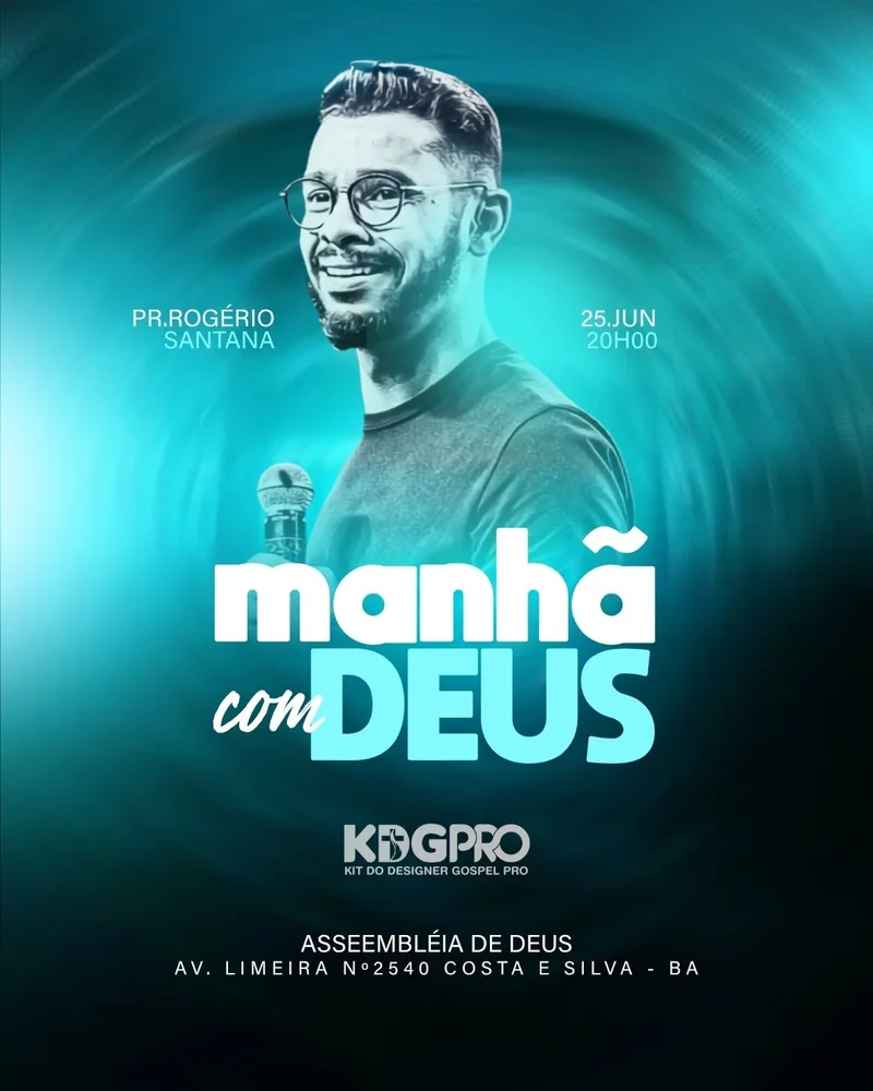 Manhã com Deus | Eventos | Arte para Igreja Editável no Canva | Cartaz