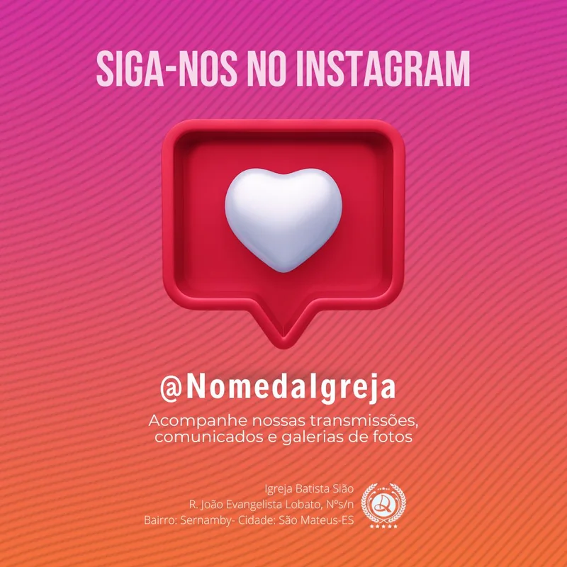 Siga no Instagram e Acompanhe Nossas Transmissões | Informativos | Arte para Igreja Editável no Canva | Feed Siga no Instagram e Acompanhe Nossas Transmissões | Informativos | Arte para Igreja Editável no Canva | Feed