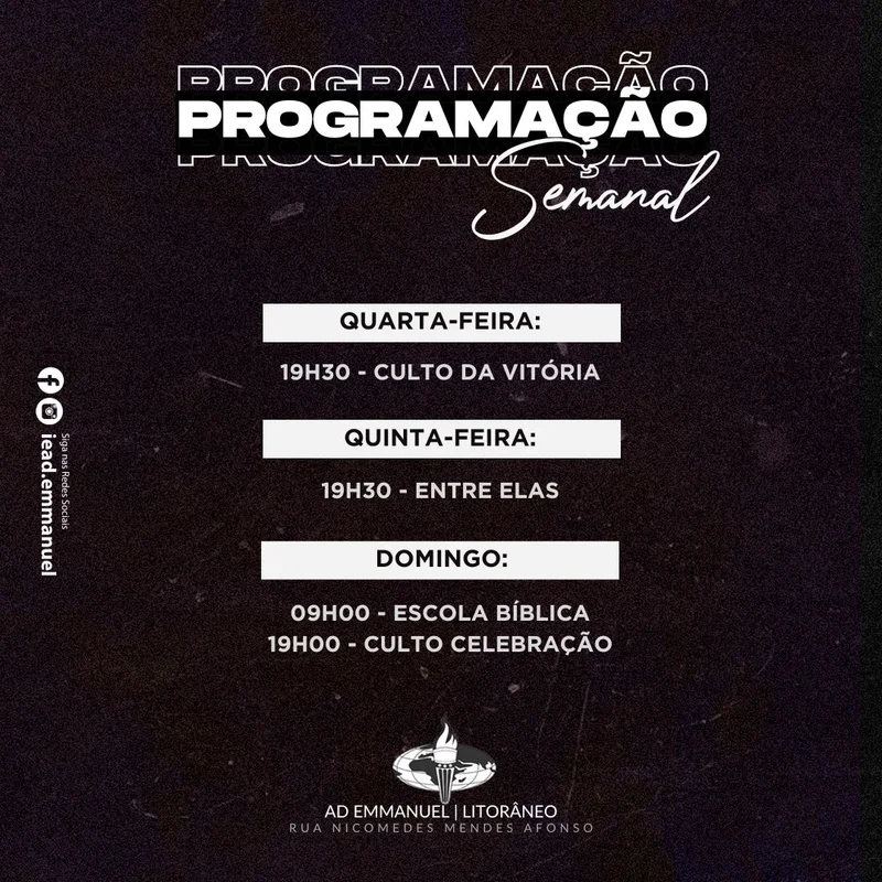 Programação Semanal da Igreja | Informativos | Arte para Igreja Editável no Canva | Feed Programação Semanal da Igreja | Informativos | Arte para Igreja Editável no Canva | Feed