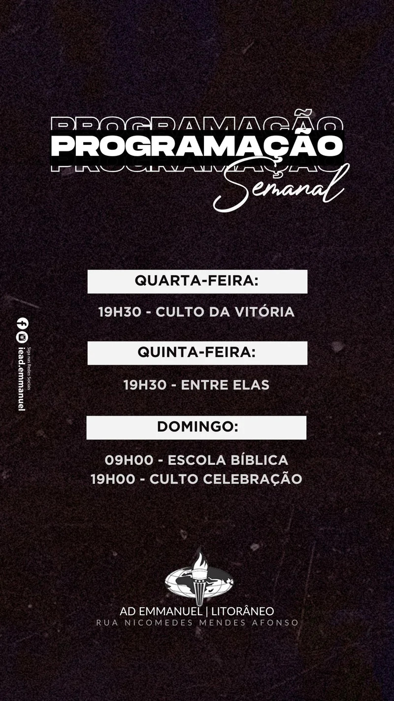 Programação Semanal da Igreja | Informativos | Arte para Igreja Editável no Canva | Story Programação Semanal da Igreja | Informativos | Arte para Igreja Editável no Canva | Story