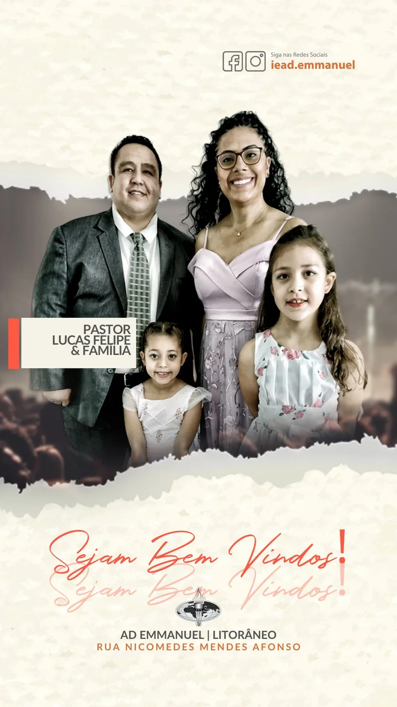 Sejam Bem-Vindos! AD Emmanuel Litorâneo | Informativos | Arte para Igreja Editável no Canva | Story Sejam Bem-Vindos! AD Emmanuel Litorâneo | Informativos | Arte para Igreja Editável no Canva | Story