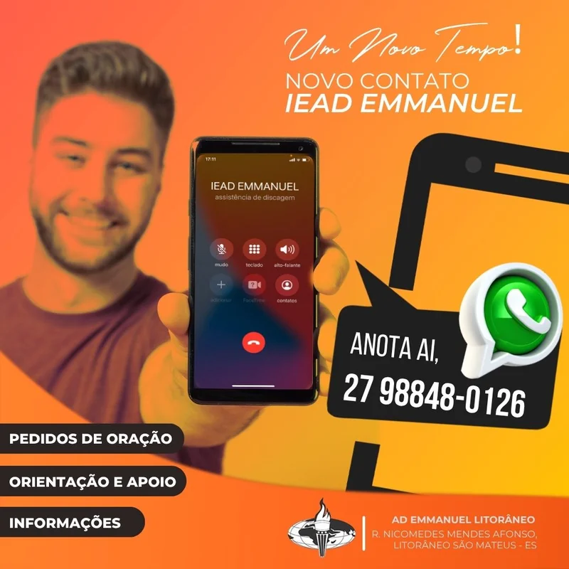 Um Novo Tempo! Novo Contato – IEAD Emmanuel | Informativos | Arte para Igreja Editável no Canva | Feed Um Novo Tempo! Novo Contato – IEAD Emmanuel | Informativos | Arte para Igreja Editável no Canva | Feed