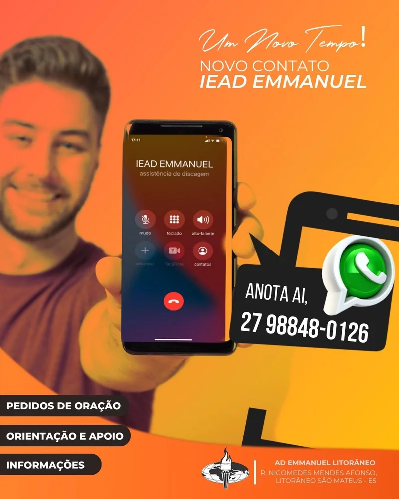 Um Novo Tempo! Novo Contato – IEAD Emmanuel | Informativos | Arte para Igreja Editável no Canva | Cartaz Um Novo Tempo! Novo Contato – IEAD Emmanuel | Informativos | Arte para Igreja Editável no Canva | Cartaz
