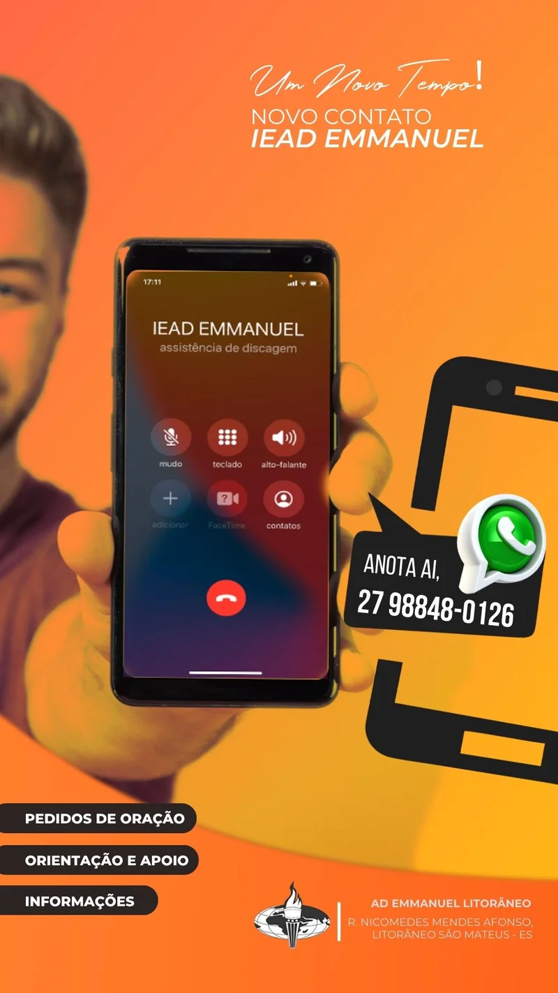 Um Novo Tempo! Novo Contato – IEAD Emmanuel | Informativos | Arte para Igreja Editável no Canva | Story Um Novo Tempo! Novo Contato – IEAD Emmanuel | Informativos | Arte para Igreja Editável no Canva | Story