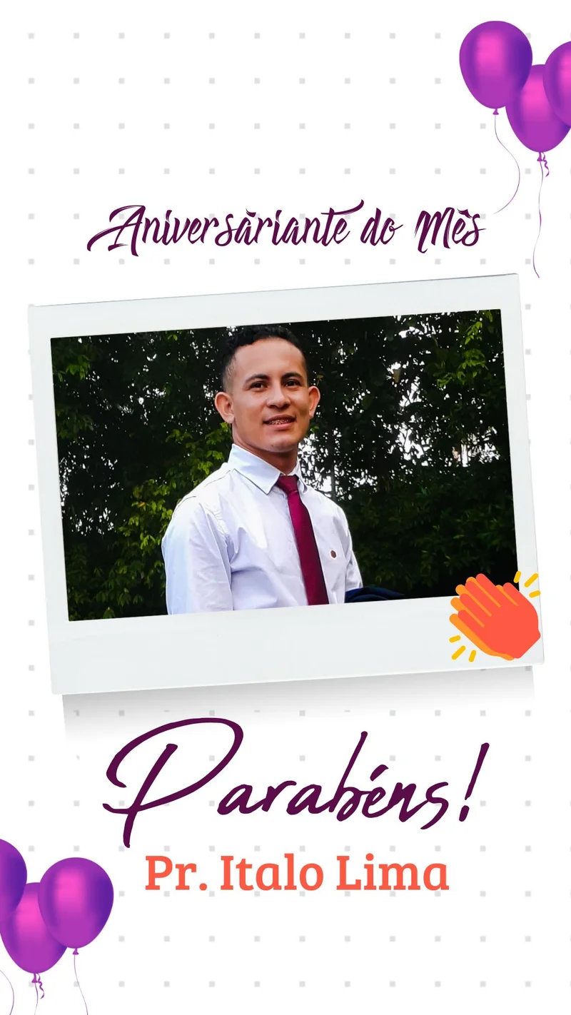 Aniversariante do Mês – Parabéns! | Informativos | Arte para Igreja Editável no Canva | Story