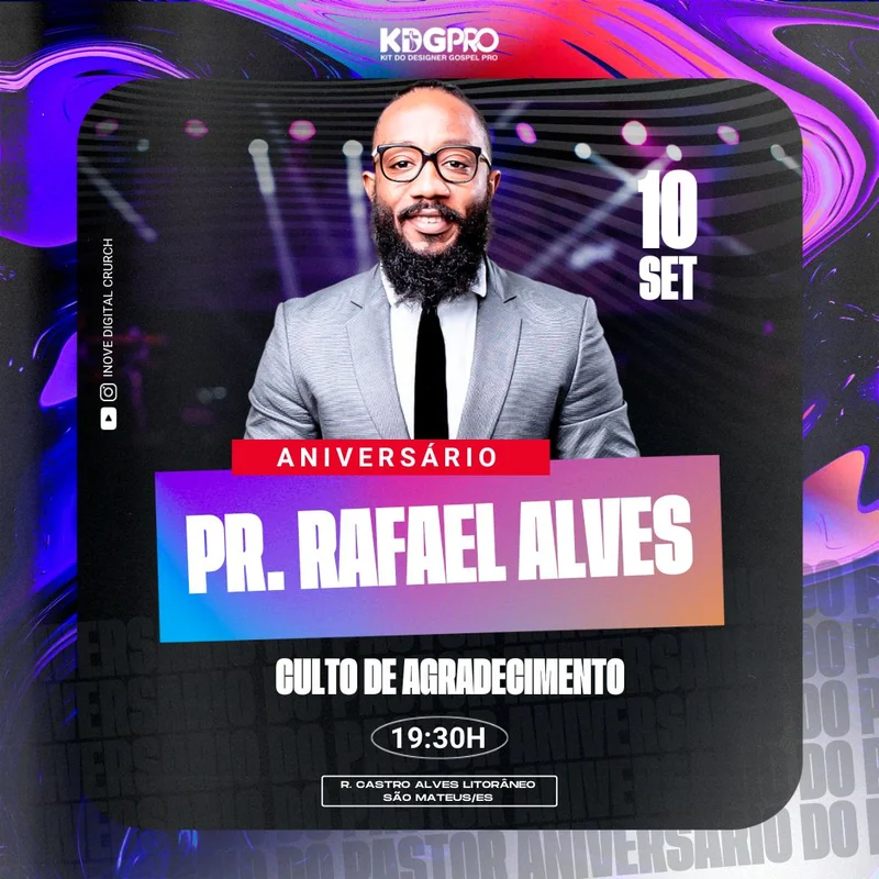 Aniversário do Pastor – Culto de Agradecimento | Informativos | Arte para Igreja Editável no Canva | Feed Aniversário do Pastor – Culto de Agradecimento | Informativos | Arte para Igreja Editável no Canva | Feed