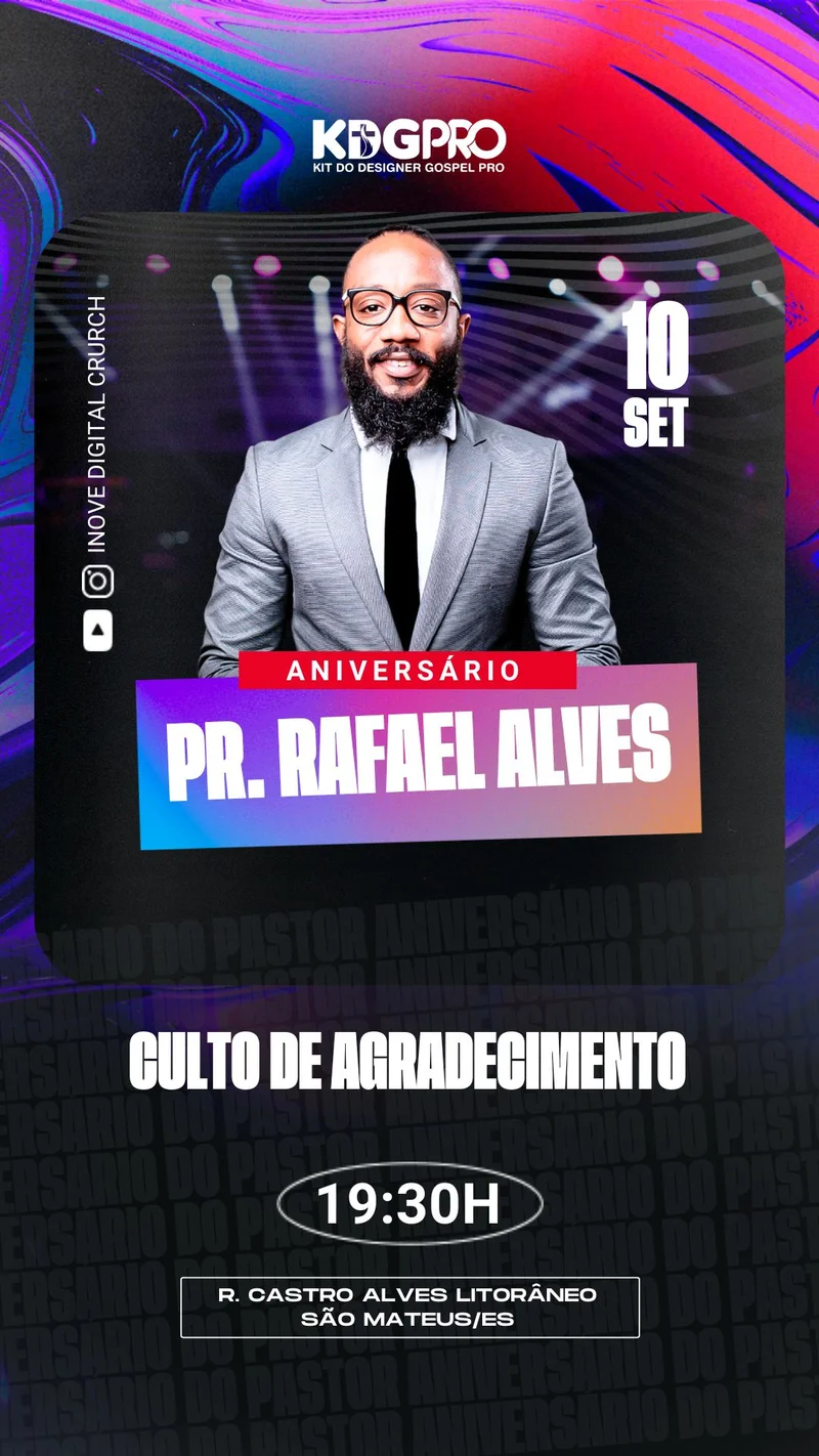 Aniversário do Pastor – Culto de Agradecimento | Informativos | Arte para Igreja Editável no Canva | Story Aniversário do Pastor – Culto de Agradecimento | Informativos | Arte para Igreja Editável no Canva | Story
