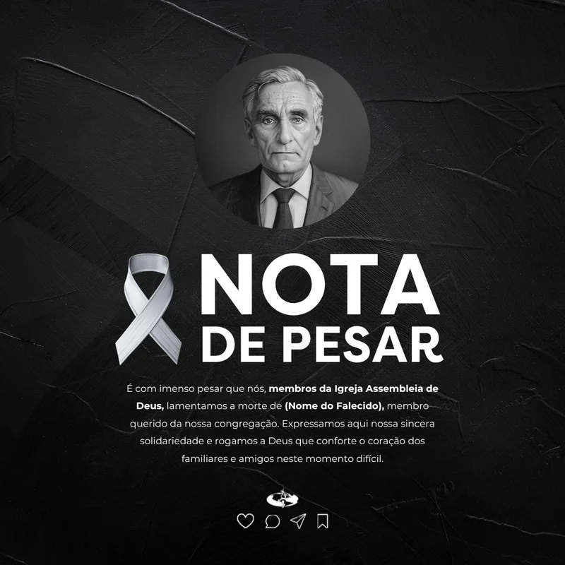 Comunicado de Falecimento – Nota de Pesar | Informativos | Arte para Igreja Editável no Canva | Feed Comunicado de Falecimento – Nota de Pesar | Informativos | Arte para Igreja Editável no Canva | Feed