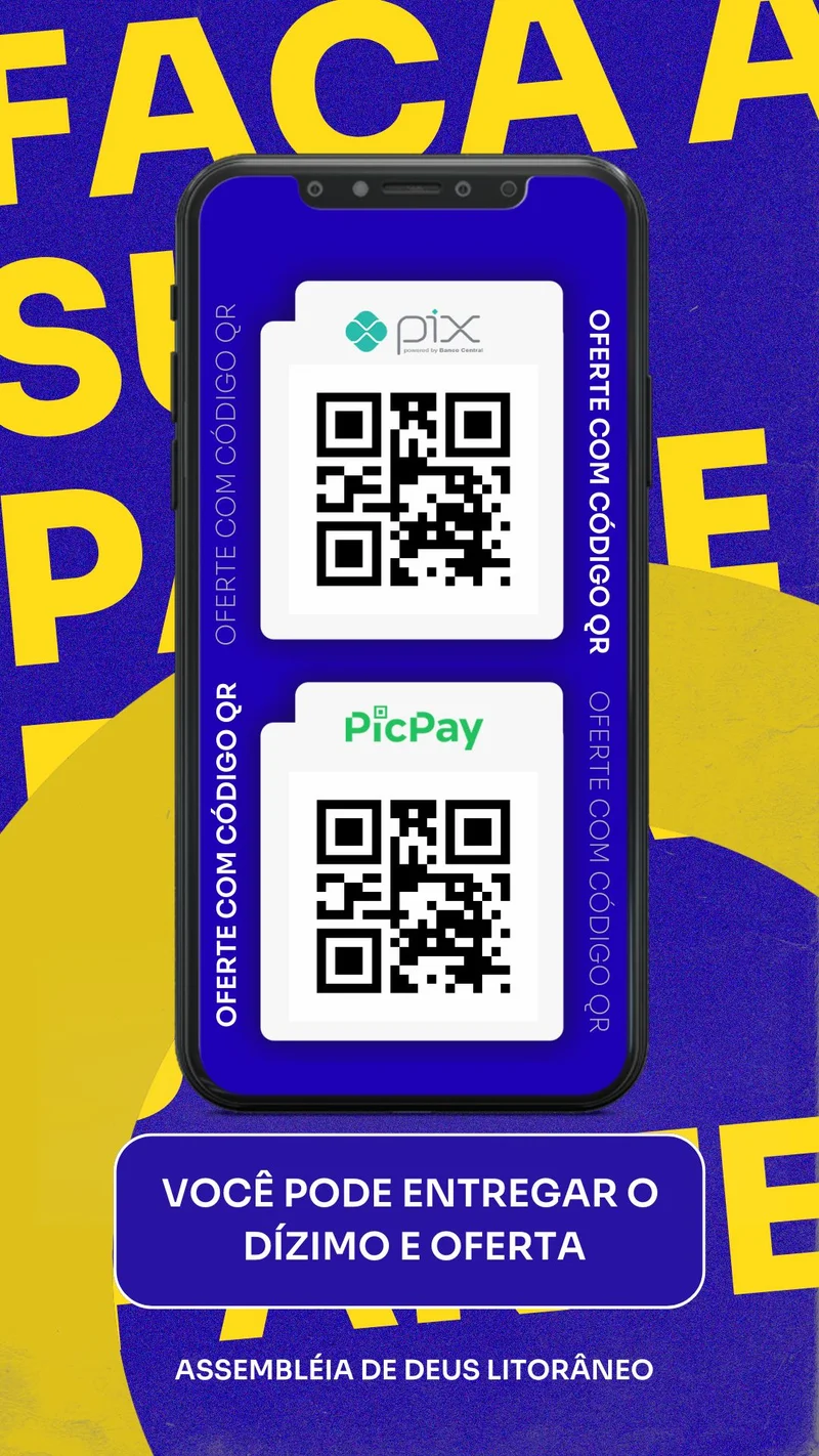 Dízimos e Ofertas Online – Pix e PicPay | Informativos | Arte para Igreja Editável no Canva | Story