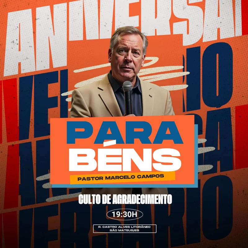 Aniversário do Pastor – Culto de Agradecimento | Informativos | Arte para Igreja Editável no Canva | Feed Aniversário do Pastor – Culto de Agradecimento | Informativos | Arte para Igreja Editável no Canva | Feed