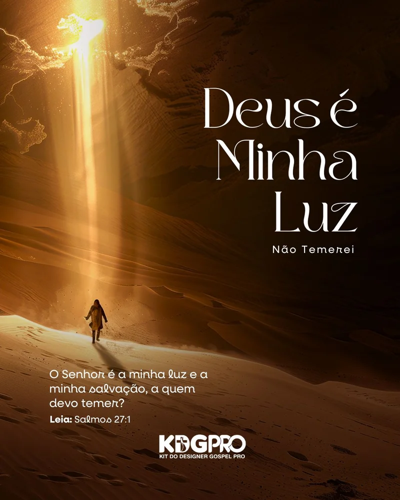 Mensagem Bíblica – Deus é Minha Luz | Mensagens | Arte para Igreja Editável no Canva | Cartaz