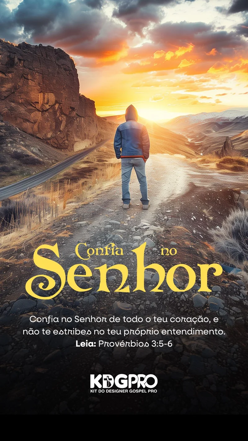 Mensagem Bíblica – Confia no Senhor | Mensagens | Arte para Igreja Editável no Canva | Story