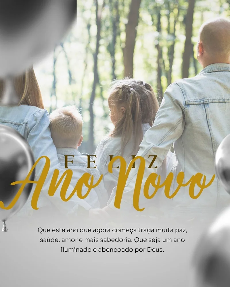 Desejamos um Feliz Ano Novo Abençoado | Ano Novo | Arte para Igreja Editável no Canva | Cartaz