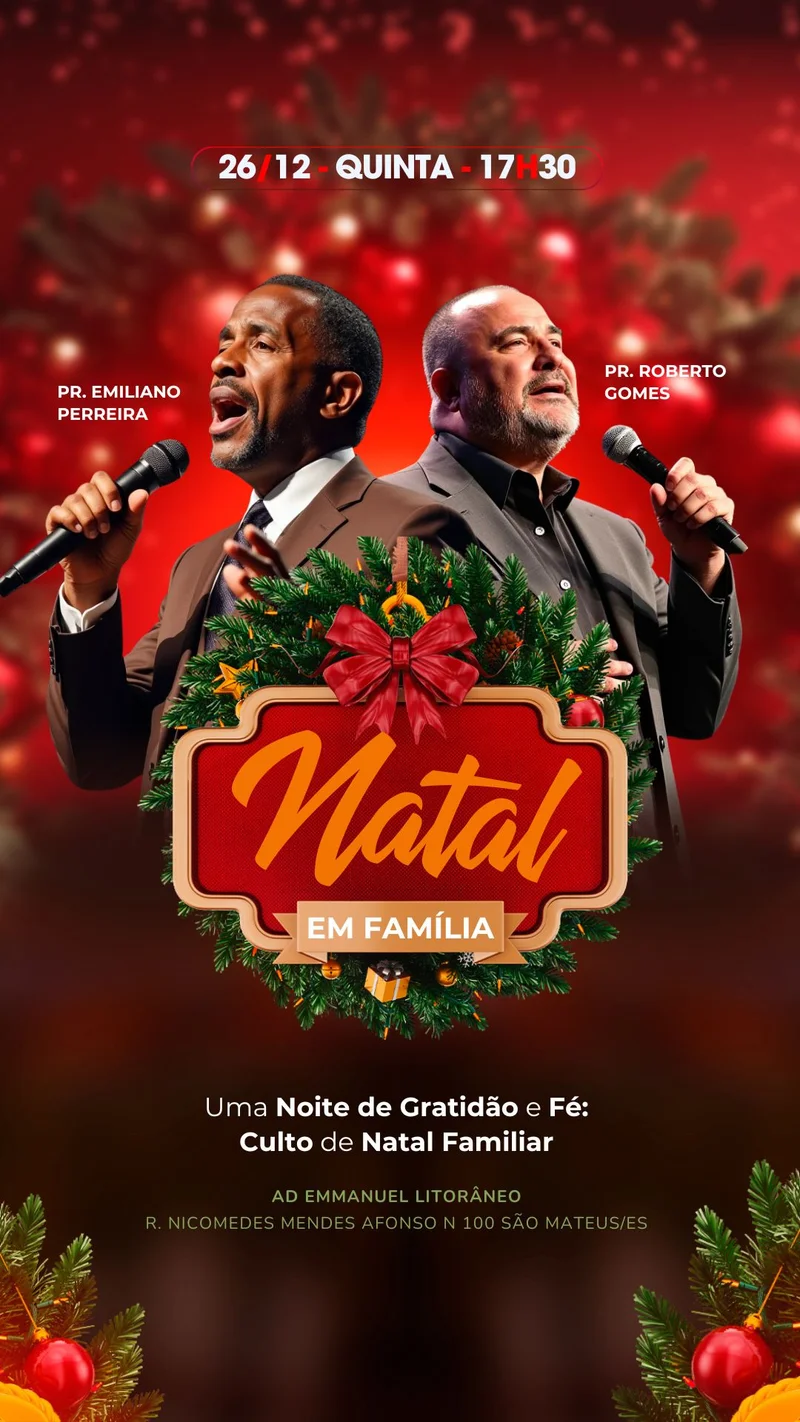 Feliz Natal Jesus Nasceu – Celebração Familiar | Natal | Arte para Igreja Editável no Canva | Story