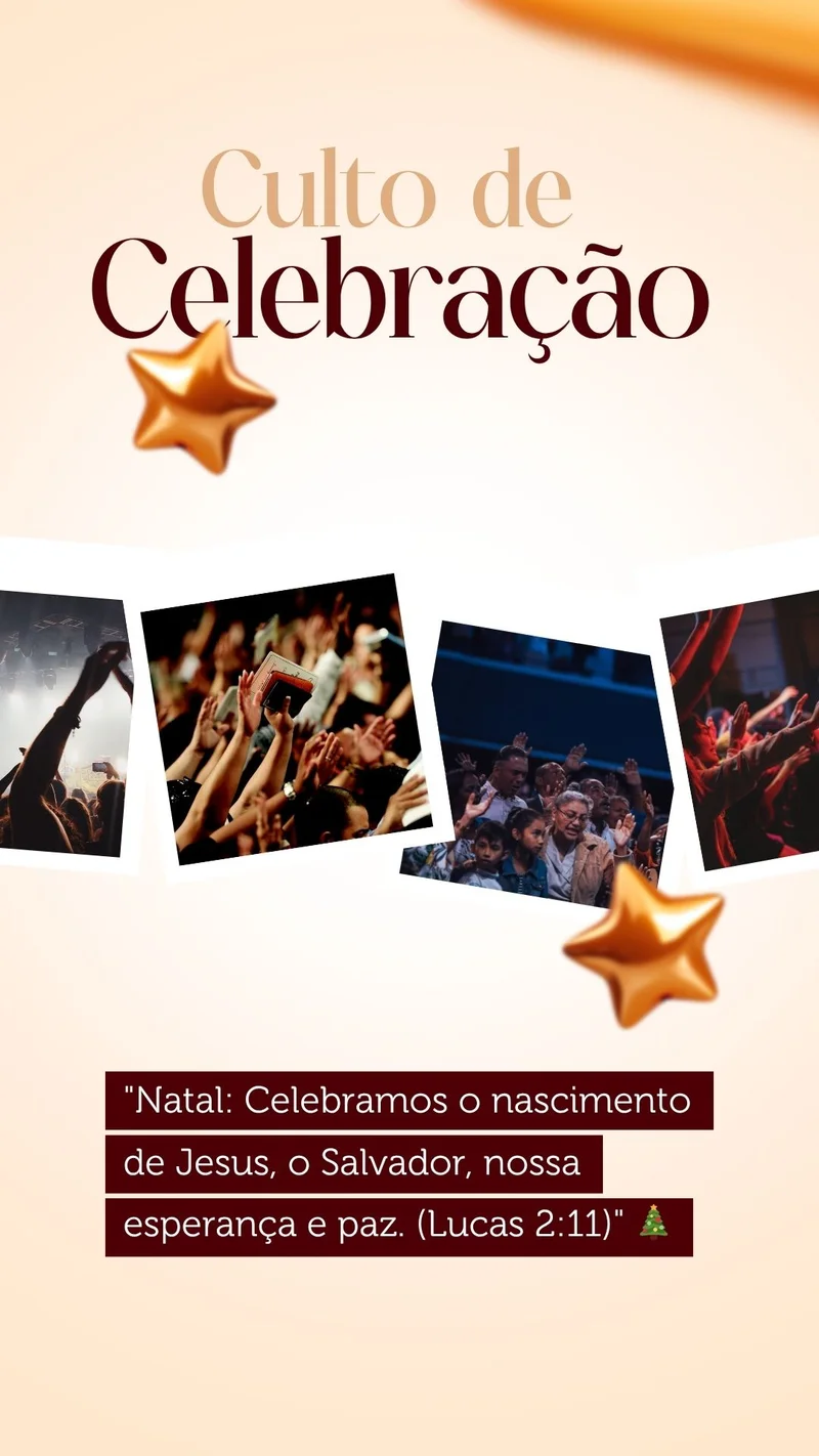 Nascimento de Jesus – Culto de Celebração Natal | Natal | Arte para Igreja Editável no Canva | Story
