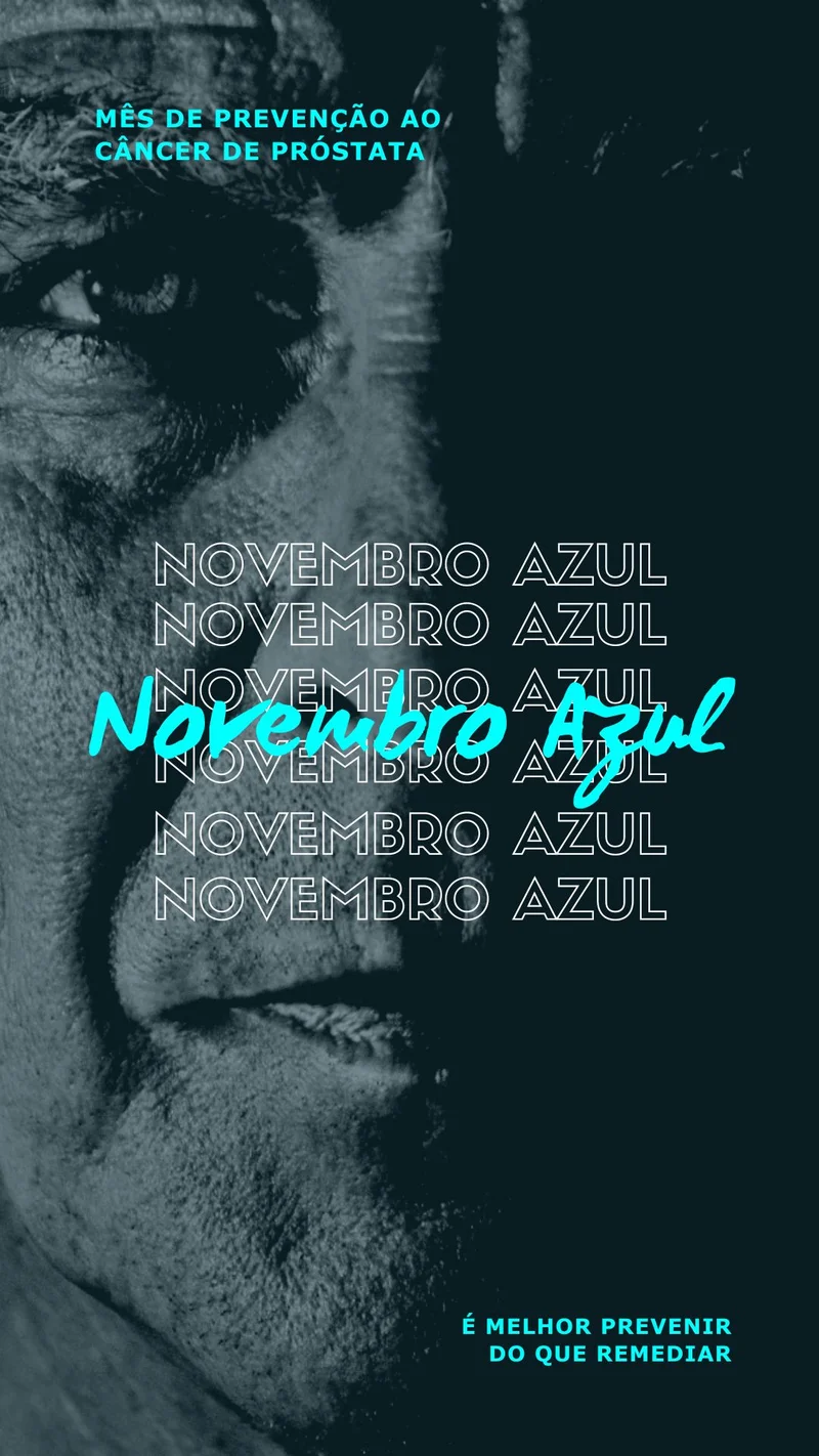 Novembro Azul com Fé – Prevenção e Cuidado Cristão | Novembro Azul | Arte para Igreja Editável no Canva | Story