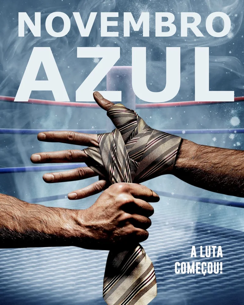 Campanha Novembro Azul – Igreja em Apoio à Vida | Novembro Azul | Arte para Igreja Editável no Canva | Cartaz