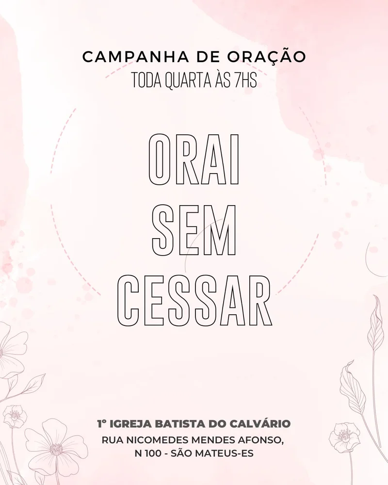 Mensagem: Orai Sem Cessar | Oração | Arte para Igreja Editável no Canva | Cartaz Mensagem: Orai Sem Cessar | Oração | Arte para Igreja Editável no Canva | Cartaz