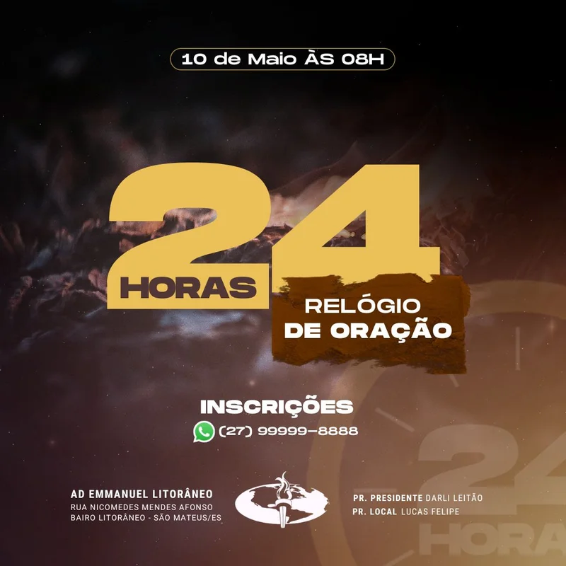 24h Relógio de Oração | Oração | Arte para Igreja Editável no Canva | Feed 24h Relógio de Oração | Oração | Arte para Igreja Editável no Canva | Feed
