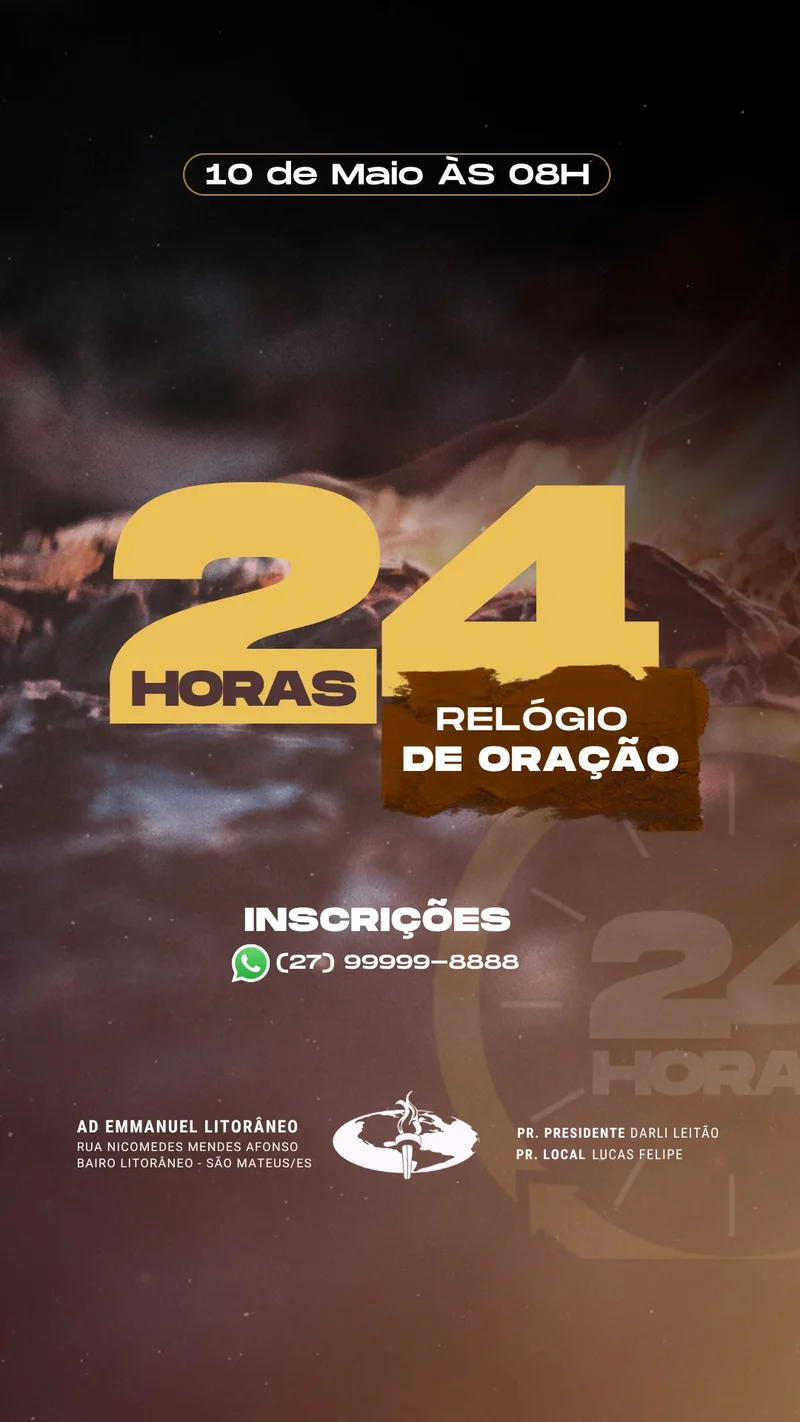 24h Relógio de Oração | Oração | Arte para Igreja Editável no Canva | Story 24h Relógio de Oração | Oração | Arte para Igreja Editável no Canva | Story