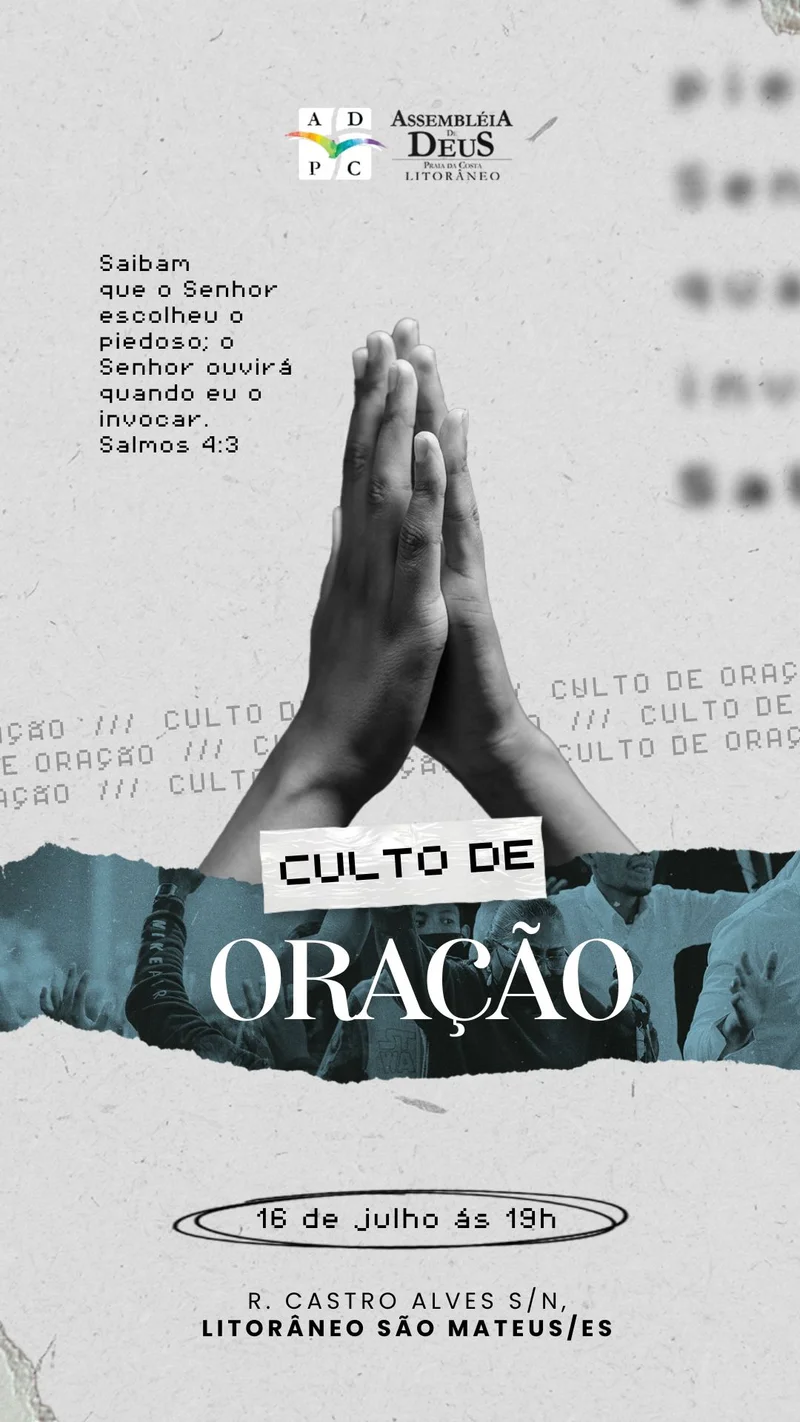 Culto de Oração | Oração | Arte para Igreja Editável no Canva | Story Culto de Oração | Oração | Arte para Igreja Editável no Canva | Story