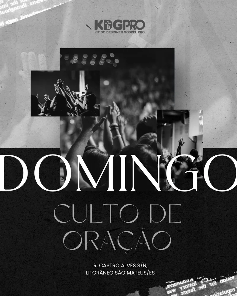 Culto de Oração – Domingo | Oração | Arte para Igreja Editável no Canva | Cartaz