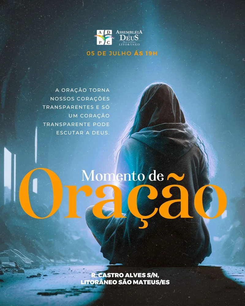 Momento de Oração | Oração | Arte para Igreja Editável no Canva | Cartaz