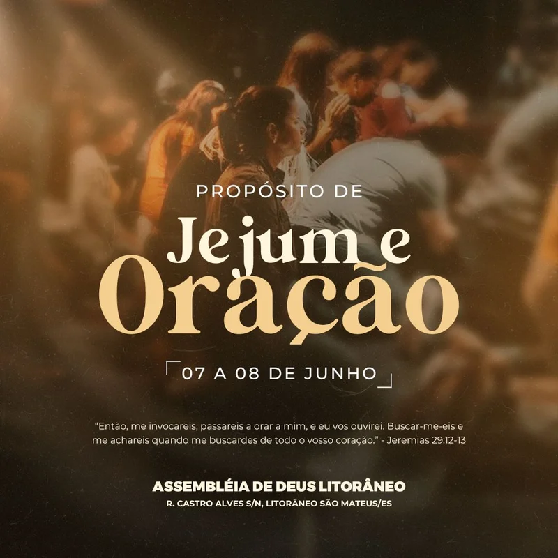 Propósito de Jejum e Oração – Jeremias 29:13 | Oração | Arte para Igreja Editável no Canva | Feed Propósito de Jejum e Oração – Jeremias 29:13 | Oração | Arte para Igreja Editável no Canva | Feed