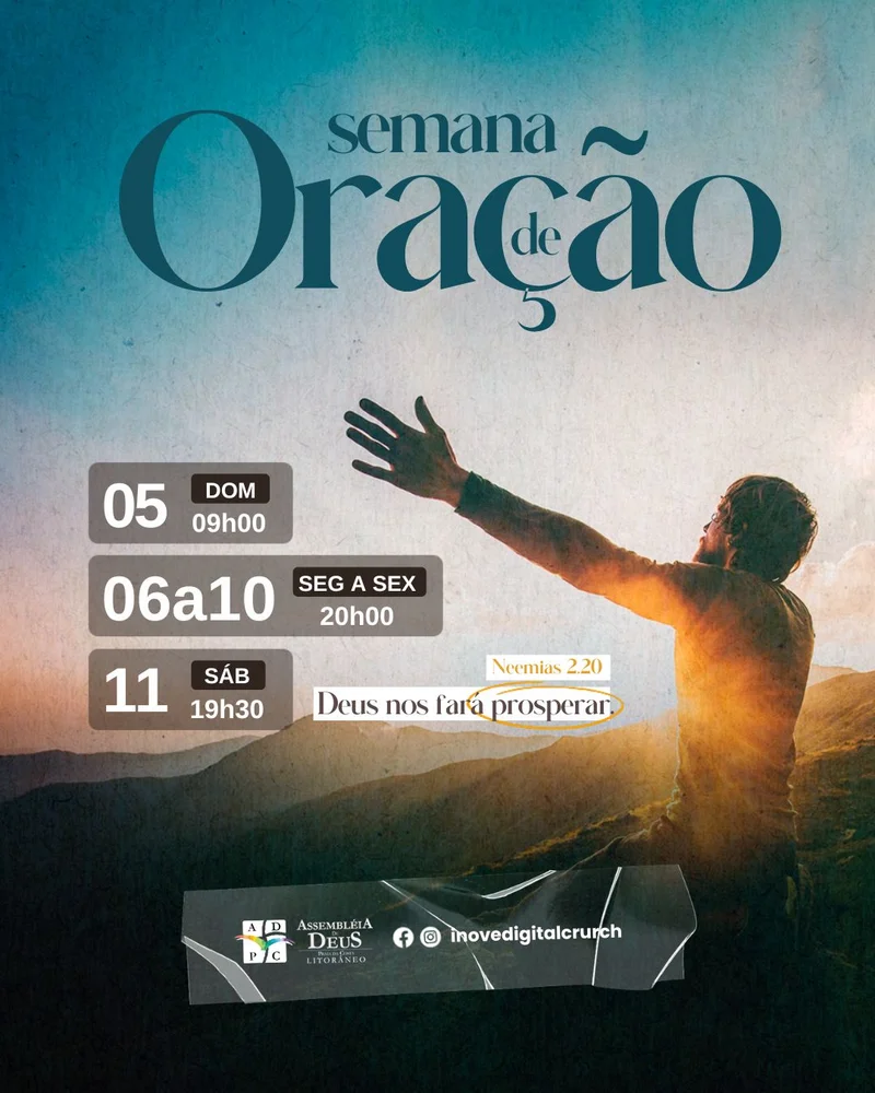 Semana de Oração e Prosperidade | Oração | Arte para Igreja Editável no Canva | Cartaz