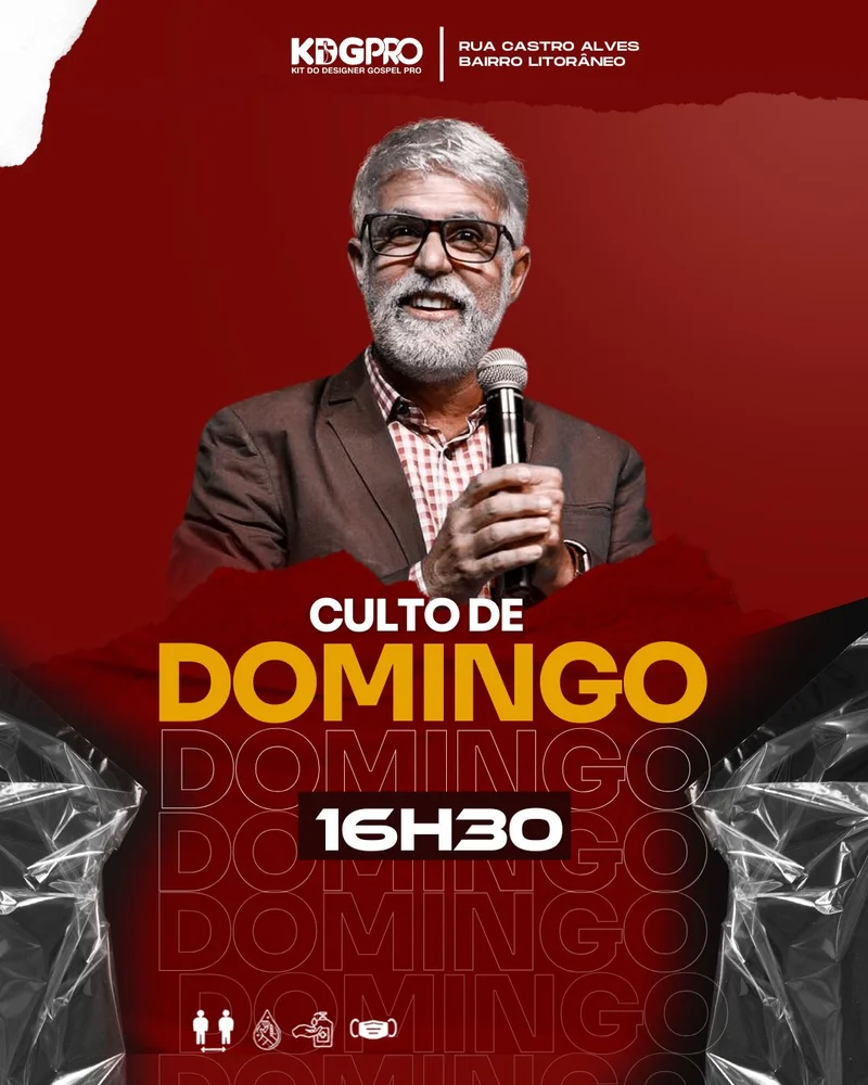 Outros Temas – Culto de Domingo | Oração | Arte para Igreja Editável no Canva | Cartaz