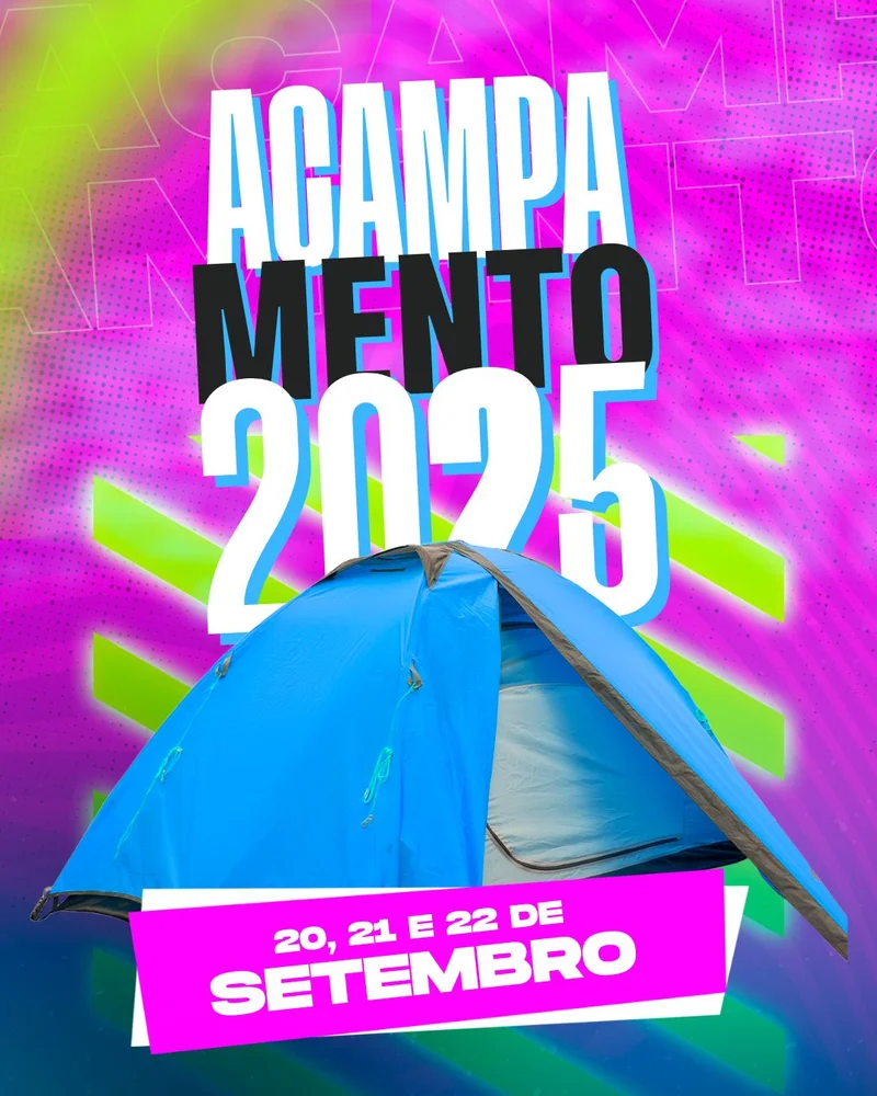 Acampamento Gospel 2025 | Outros temas | Arte para Igreja Editável no Canva | Cartaz