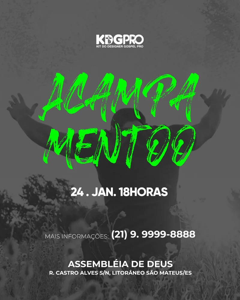 Acampamento Gospel | Outros temas | Arte para Igreja Editável no Canva | Cartaz