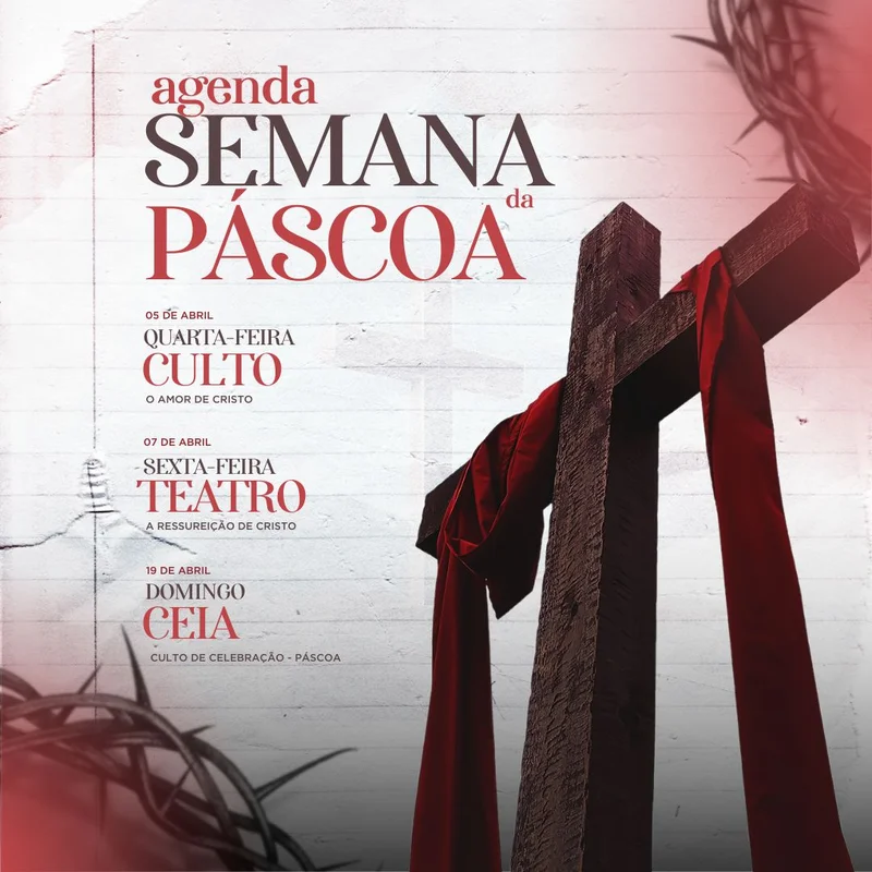Agenda da Semana da Páscoa | Páscoa | Arte para Igreja Editável no Canva | Feed Agenda da Semana da Páscoa | Páscoa | Arte para Igreja Editável no Canva | Feed