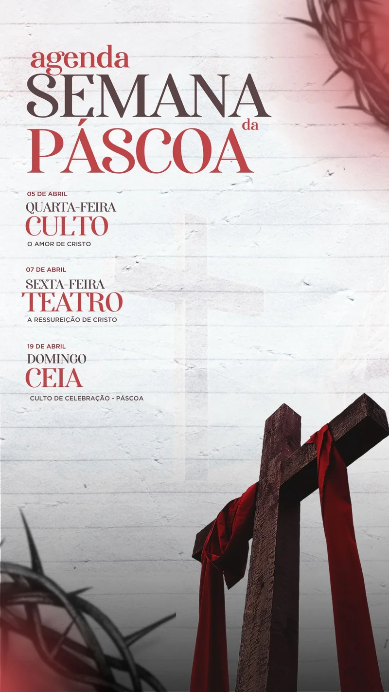 Agenda da Semana da Páscoa | Páscoa | Arte para Igreja Editável no Canva | Story Agenda da Semana da Páscoa | Páscoa | Arte para Igreja Editável no Canva | Story