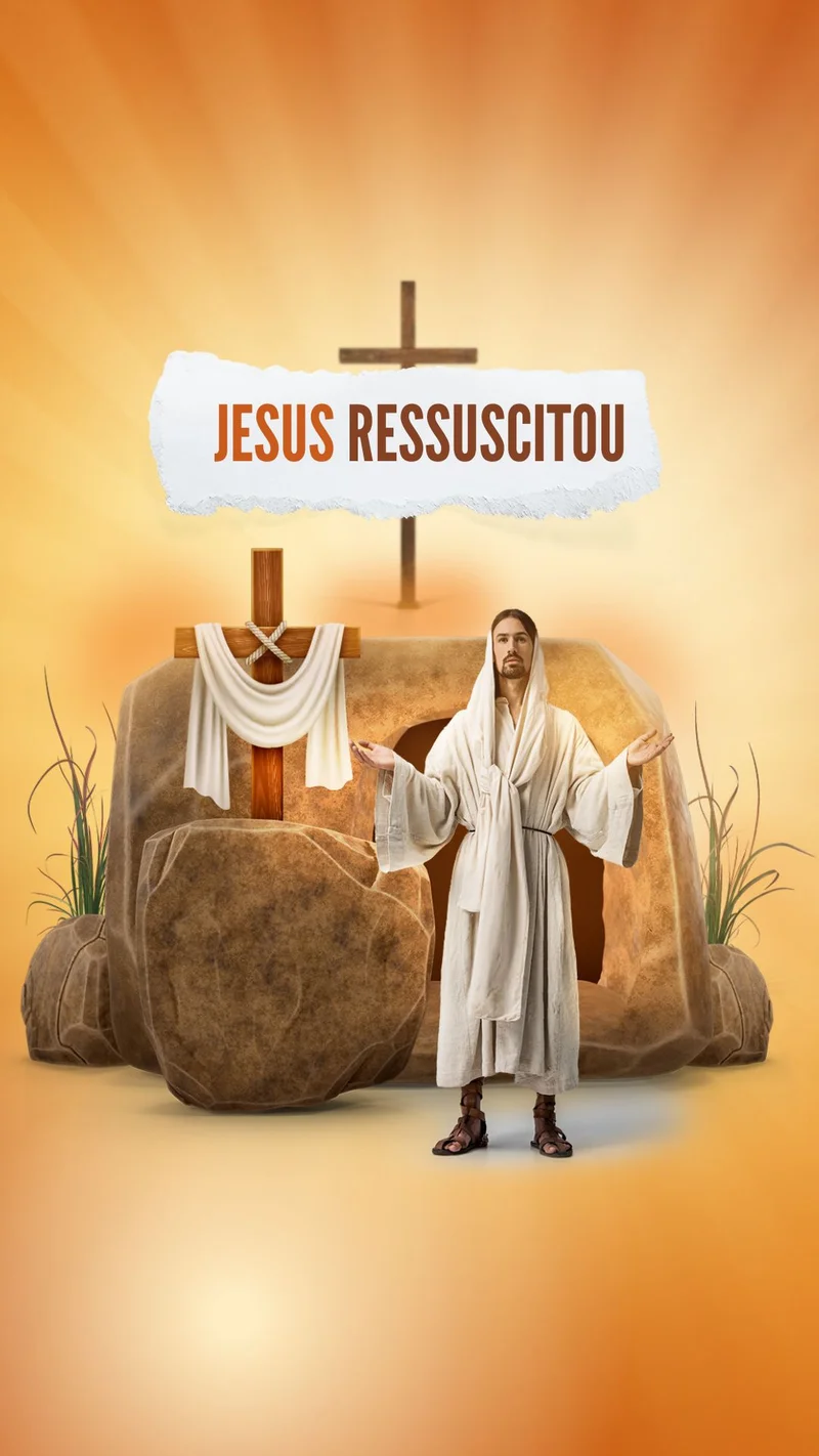 Jesus Ressuscitou – Ele Vive! | Páscoa | Arte para Igreja Editável no Canva | Story Jesus Ressuscitou – Ele Vive! | Páscoa | Arte para Igreja Editável no Canva | Story