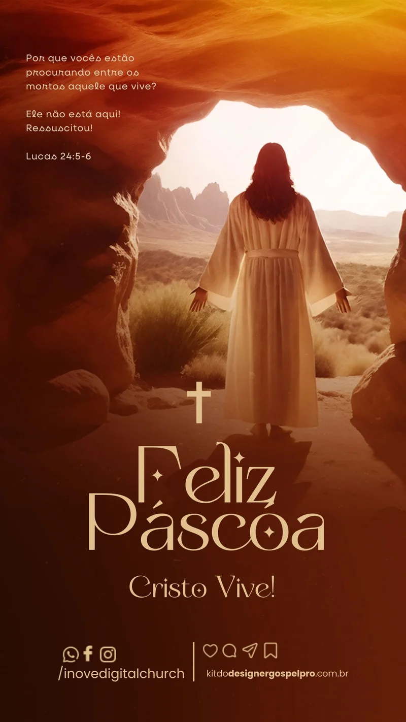 Feliz Páscoa – Cristo Vive | Páscoa | Arte para Igreja Editável no Canva | Story Feliz Páscoa – Cristo Vive | Páscoa | Arte para Igreja Editável no Canva | Story