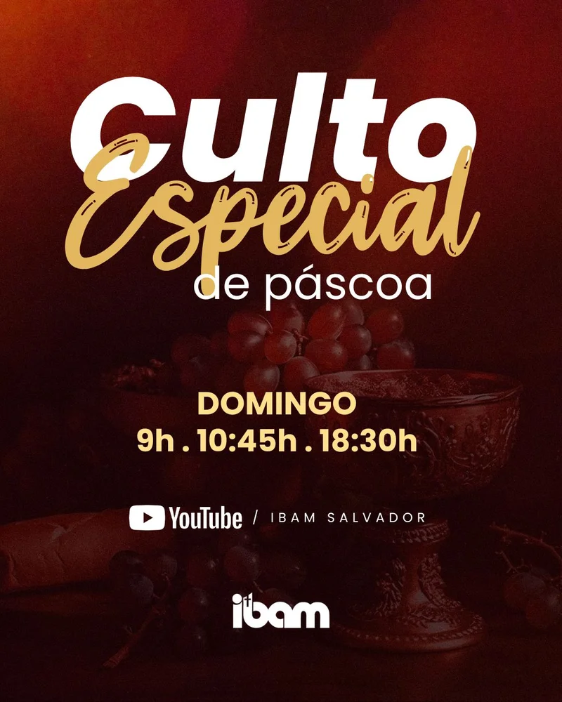 Culto Especial de Páscoa – Ceia do Senhor | Páscoa | Arte para Igreja Editável no Canva | Cartaz
