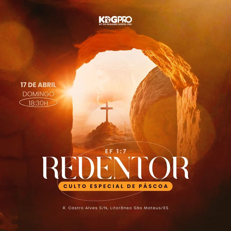 Redentor – Culto de Páscoa | Páscoa | Arte para Igreja Editável no Canva | Feed Redentor – Culto de Páscoa | Páscoa | Arte para Igreja Editável no Canva | Feed