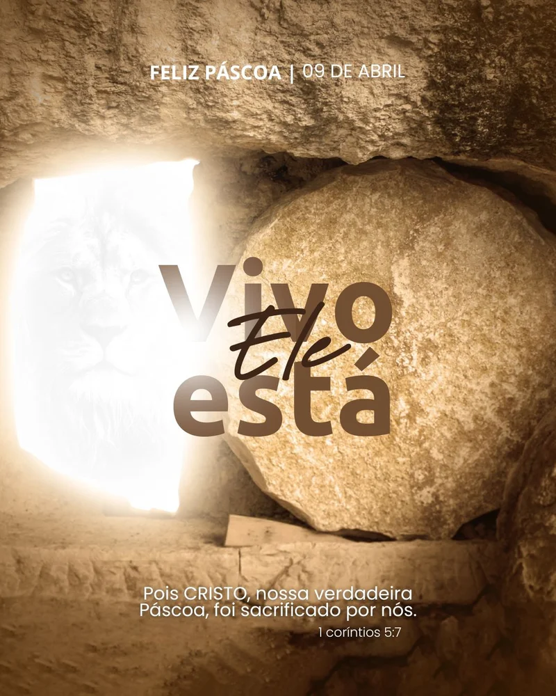 Vivo Ele Está – Celebração da Páscoa | Páscoa | Arte para Igreja Editável no Canva | Cartaz Vivo Ele Está – Celebração da Páscoa | Páscoa | Arte para Igreja Editável no Canva | Cartaz