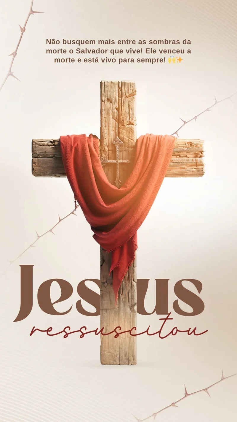 Jesus Ressuscitou | Páscoa | Arte para Igreja Editável no Canva | Story