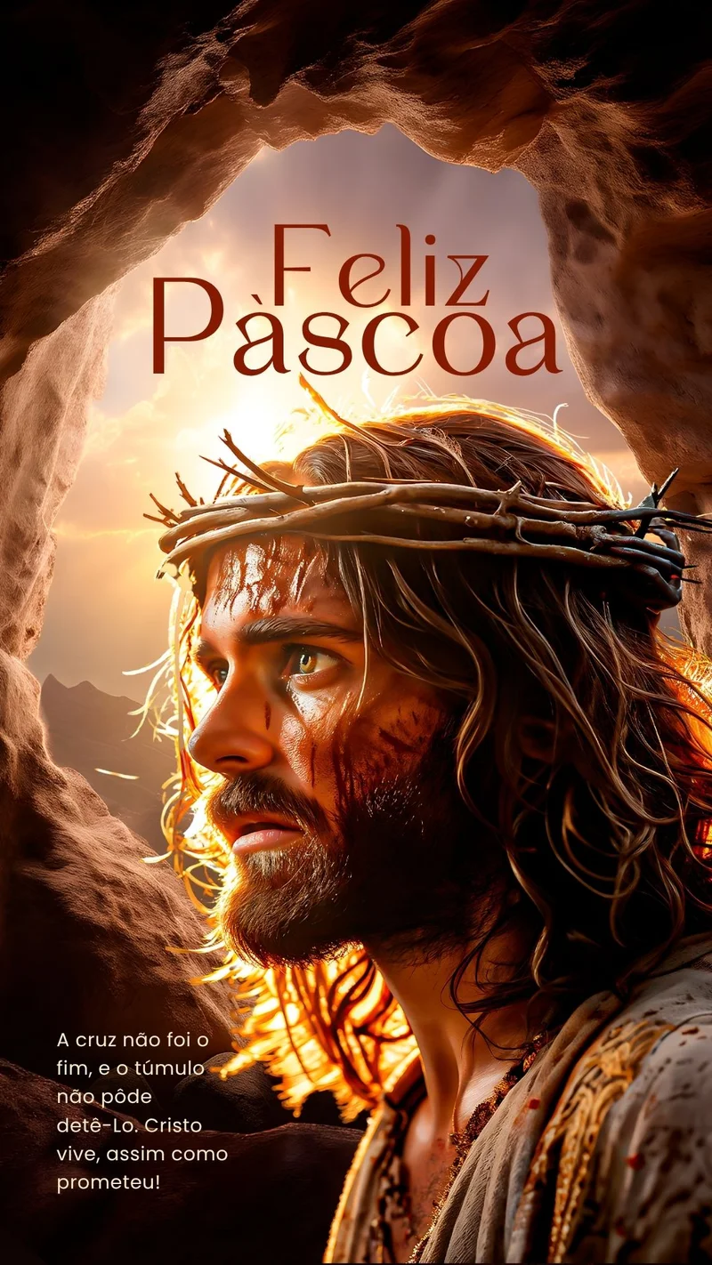 Vitória de Cristo – Feliz Páscoa | Páscoa | Arte para Igreja Editável no Canva | Story