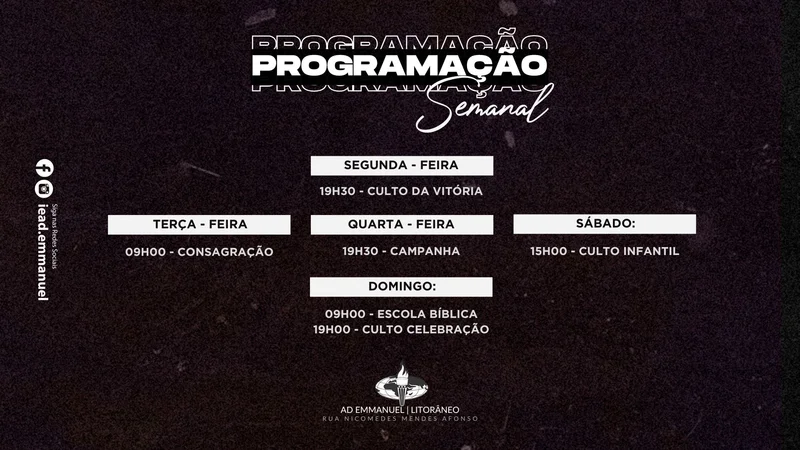 Capa para Projetor – Programação Semanal da Igreja | Telão | Arte para Igreja Editável no Canva | Telão