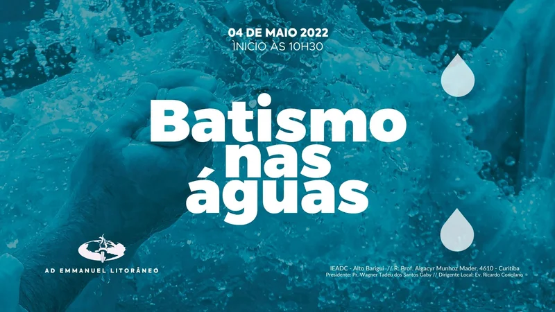 Capa para Telão – Batismo nas Águas | Telão | Arte para Igreja Editável no Canva | Telão