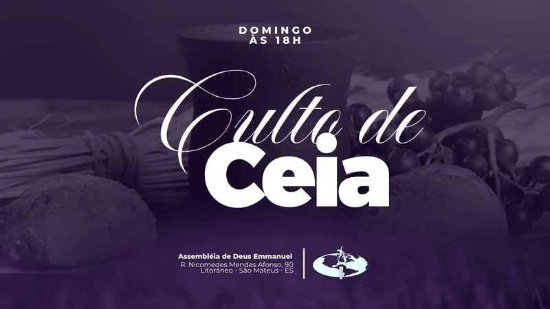 Capa para Projetor – Culto de Ceia | Telão | Arte para Igreja Editável no Canva | Telão