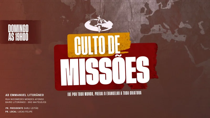 Capa para Projetor – Culto de Missões | Telão | Arte para Igreja Editável no Canva | Telão