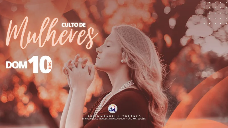 Capa para Projetor – Culto de Mulheres | Telão | Arte para Igreja Editável no Canva | Telão